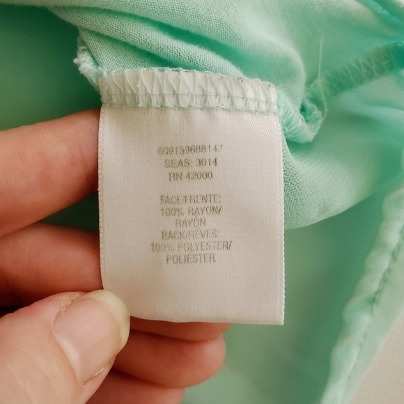 1054 * Bongo Studded Collar Sheer Button Down Mint Size 1X - Picture 4 of 9